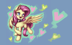 Size: 1600x1000 | Tagged: safe, artist:ligerstorm, fluttershy, pegasus, pony, choker, chokershy, heart, heart eyes, open mouth, priest, solo, spread wings, wingding eyes