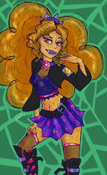 Size: 600x981 | Tagged: safe, artist:sun-shimmer, adagio dazzle, equestria girls, lipstick, midriff, nail polish, sharp teeth, solo, teeth