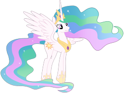 Size: 2358x1786 | Tagged: safe, artist:sonofaskywalker, princess celestia, alicorn, pony, horse play, female, mare, simple background, smiling, solo, transparent background, vector