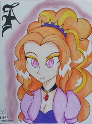 Size: 961x1301 | Tagged: safe, artist:emichaca, adagio dazzle, equestria girls, human coloration, solo, traditional art