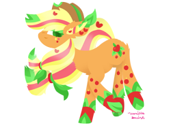 Size: 600x450 | Tagged: safe, artist:vanillaswirl6, applejack, earth pony, pony, rainbow power, rainbow power-ified, solo