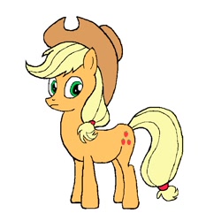 Size: 622x668 | Tagged: safe, applejack, earth pony, pony, applejack's hat, blonde, blonde mane, blonde tail, female, first try, green eyes, mare, orange coat, solo