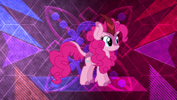 Size: 3840x2160 | Tagged: safe, artist:dragonchaser123, artist:laszlvfx, derpibooru import, edit, pinkie pie, kirin, sounds of silence, cloven hooves, female, kirin-ified, smiling, solo, species swap, wallpaper, wallpaper edit