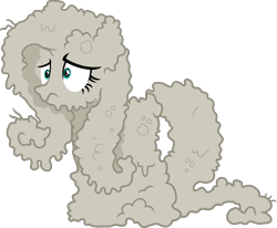 Size: 6000x4948 | Tagged: safe, artist:slb94, fluttershy, pegasus, pony, the saddle row review, absurd resolution, dust, flutterdust, frown, simple background, solo, transparent background, vector, wide eyes