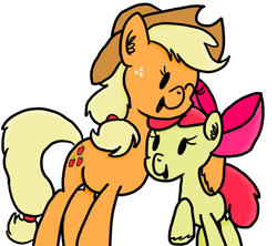 Size: 3000x2666 | Tagged: safe, artist:raptorfarts, apple bloom, applejack, earth pony, pony, simple background, sisters, transparent background, unshorn fetlocks