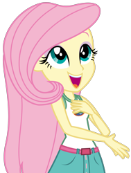 Size: 2447x3238 | Tagged: safe, artist:sketchmcreations, fluttershy, equestria girls, legend of everfree, clothes, cute, happy, looking up, open mouth, shyabetes, simple background, sleeveless, solo, tanktop, transparent background, vector
