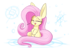 Size: 3000x2000 | Tagged: safe, artist:heir-of-rick, fluttershy, pegasus, pony, cute, eyes closed, impossibly large ears, open mouth, shyabetes, sitting, snow, snowfall, snowflake, solo, yawn