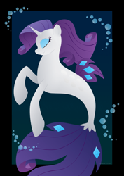 Size: 2059x2912 | Tagged: safe, artist:lavenderrain24, rarity, seapony (g4), bubble, eyes closed, seaponified, seapony rarity, smiling, solo, species swap, underwater