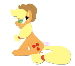 Size: 1152x1008 | Tagged: safe, artist:vanillaswirl6, applejack, earth pony, pony, open mouth, simple background, solo, transparent background