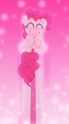 Size: 400x713 | Tagged: safe, artist:ohitison, artist:sailortrekkie92, derpibooru import, pinkie pie, earth pony, pony, cute, diapinkes, eyes closed, flying, happy, iphone wallpaper, phone wallpaper, pink, pink background, simple background, smiling, solo, wallpaper