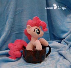 Size: 1139x1100 | Tagged: safe, artist:lanacraft, pinkie pie, pony, cup, cup of pony, irl, mug of plush, photo, plushie, solo