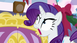 Size: 1280x720 | Tagged: safe, screencap, rarity, pony, unicorn, mystery voice, female, looking up, mare, open mouth, solo