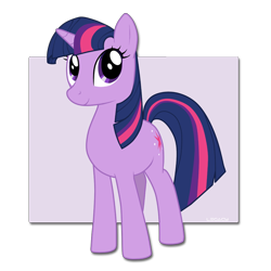 Size: 600x600 | Tagged: safe, artist:xennos, derpibooru import, twilight sparkle, pony, unicorn, female, mare, multicolored mane, purple coat, solo