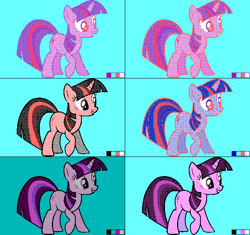 Size: 641x602 | Tagged: safe, artist:brightstarclick, derpibooru import, twilight sparkle, 4 color palette, cga, limited palette, pixel art