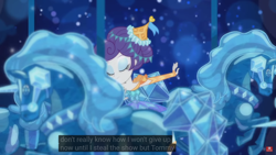 Size: 1920x1080 | Tagged: safe, edit, edited screencap, screencap, rarity, tom, equestria girls, the other side, bare shoulders, caption, meme, youtube caption