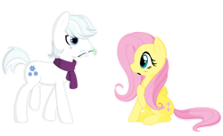 Size: 1036x636 | Tagged: safe, artist:gothicblueeyes, double diamond, fluttershy, pegasus, pony, crack shipping, doubleflutter, flower, flower in mouth, mouth hold, shipping, simple background, transparent background