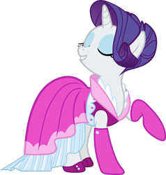 Size: 1829x1919 | Tagged: safe, artist:frownfactory, rarity, pony, unicorn, too many pinkie pies, .svg available, clothes, dress, eyes closed, female, mare, raised hoof, simple background, solo, svg, transparent background, vector