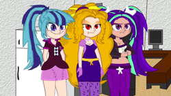 Size: 1280x720 | Tagged: safe, artist:tweenanimations studios, adagio dazzle, aria blaze, sonata dusk, equestria girls, belly button, human coloration, midriff