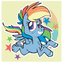 Size: 532x538 | Tagged: safe, artist:mewnikitty, derpibooru import, rainbow dash, pegasus, pony, my little pony: pony life, chest fluff, smiling, solo, stars