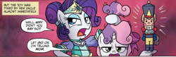 Size: 892x288 | Tagged: safe, artist:brendahickey, idw, rarity, sweetie belle, pony, unicorn, spoiler:comicholiday2015, toy