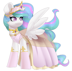 Size: 1948x1912 | Tagged: safe, artist:alexa1alexa, princess celestia, alicorn, pony, clothes, crown, dress, female, jewelry, mare, regalia, simple background, smiling, solo, transparent background