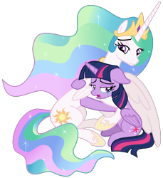 Size: 3200x3500 | Tagged: safe, alternate version, artist:cheezedoodle96, princess celestia, twilight sparkle, twilight sparkle (alicorn), alicorn, pony, horse play, .svg available, affection, apology, comforting, comforting twilight, crying, duo, female, floppy ears, forgiveness, hug, mare, momlestia, momlestia fuel, motherly, reconciliation, remorse, sad, scene interpretation, simple background, sitting, svg, transparent background, vector, winghug