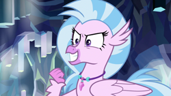 Size: 1280x720 | Tagged: safe, screencap, silverstream, hippogriff, what lies beneath, evil grin, female, grin, jewelry, necklace, nightmare cave, pure unfiltered evil, smiling, smirk, solo