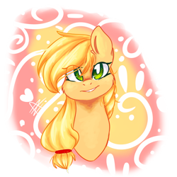 Size: 1600x1600 | Tagged: safe, artist:myralilth, applejack, earth pony, pony, blonde mane, female, mare, missing accessory, orange coat, solo