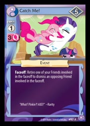 Size: 372x520 | Tagged: safe, derpibooru import, pinkie pie, rarity, twilight sparkle, earth pony, pony, unicorn, ccg, crystal games, enterplay, rarity catch me