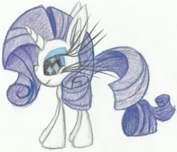 Size: 5665x4867 | Tagged: safe, artist:cybersquirrel, part of a set, rarity, pony, unicorn, absurd resolution, cutie mark eyes, giant head, prismacolors, simple background, traditional art, white background, wingding eyes
