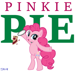 Size: 1024x968 | Tagged: safe, artist:thesonginmyheart, pinkie pie, pony, bipedal, dish, food, pie, pun, solo, visual pun