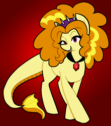 Size: 1482x1673 | Tagged: safe, artist:/d/non, adagio dazzle, pony, siren, equestria girls, 30 minute art challenge, equestria girls ponified, female, headband, jewelry, necklace, ponified, red background, solo, tail