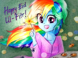 Size: 3091x2318 | Tagged: safe, artist:liaaqila, derpibooru import, rainbow dash, equestria girls, eid al-fitr, female