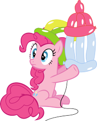 Size: 10021x12438 | Tagged: safe, artist:cyanlightning, pinkie pie, earth pony, pony, the one where pinkie pie knows, .svg available, absurd resolution, baby bottle, balloon, simple background, sitting, solo, transparent background, vector