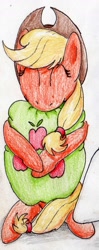 Size: 785x1976 | Tagged: safe, artist:40kponyguy, derpibooru exclusive, applejack, earth pony, pony, cushion, cute, eyes closed, jackabetes, solo, traditional art