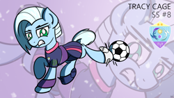 Size: 1920x1080 | Tagged: safe, artist:ashtoneer, derpibooru import, oc, oc only, oc:tracy cage, earth pony, pony, /mlp/, 4chan cup, clothes, female, football, jersey, mare, solo, sports, text, wallpaper, zoom layer