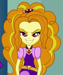 Size: 478x569 | Tagged: safe, screencap, adagio dazzle, aria blaze, equestria girls, rainbow rocks, adorabolical, adoragio, cropped, cute, evil grin, female, gem, grin, siren gem, smiling, solo focus