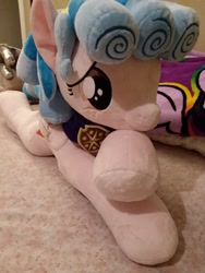 Size: 1932x2576 | Tagged: safe, artist:masha05, cozy glow, pegasus, pony, cozybetes, cute, cutie mark, female, freckles, irl, life size, lying down, photo, plushie, pure concentrated unfiltered evil of the utmost potency, pure unfiltered evil, wings