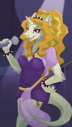 Size: 1440x2560 | Tagged: safe, artist:therainbowphoenix, adagio dazzle, anthro, siren, equestria girls, fangs, female, microphone, nail polish, singing, solo, spiked wristband, wristband