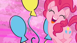 Size: 2560x1440 | Tagged: safe, derpibooru import, pinkie pie, earth pony, pony, abstract background, female, mare, netflix, official, pinkie pie month, solo, wallpaper