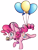 Size: 7618x10013 | Tagged: safe, artist:cutepencilcase, pinkie pie, earth pony, pony, absurd resolution, balloon, cake, floating, food, mouth hold, simple background, solo, then watch her balloons lift her up to the sky, transparent background