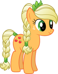 Size: 900x1151 | Tagged: safe, artist:xxfirefly9xx, applejack, earth pony, pony, braid, simple background, solo, transparent background, vector