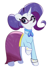 Size: 1500x2167 | Tagged: safe, artist:turtlefarminguy, rarity, pony, unicorn, alternate hairstyle, clothes, cute, glasses, hair bun, raribetes, schoolmarm rarity, simple background, solo, white background