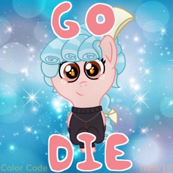 Size: 1536x1536 | Tagged: safe, artist:colorcodetheartist, cozy glow, demon, demon pony, pegasus, pony, clothes, cozybetes, crossover, curly hair, cute, damien thorn, female, filly, fire, flame eyes, foal, jewelry, necklace, pure concentrated unfiltered evil of the utmost potency, pure unfiltered evil, ribbon, south park, subversive kawaii, unsettling adorableness, wingding eyes