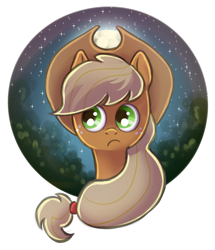 Size: 800x932 | Tagged: safe, artist:kallarmo, part of a set, applejack, earth pony, pony, moon, night, solo, stars