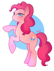 Size: 400x520 | Tagged: dead source, safe, artist:hidoiyo, pinkie pie, earth pony, pony, abstract background, circle background, colored pupils, female, mare, rearing, solo