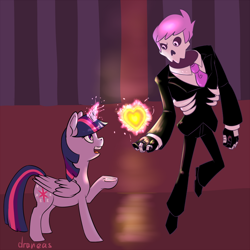 Size: 900x900 | Tagged: safe, artist:draneas, derpibooru import, twilight sparkle, twilight sparkle (alicorn), alicorn, pony, female, glowing horn, lewis, mare, mystery skulls