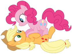 Size: 2647x1975 | Tagged: safe, artist:sketchmcreations, applejack, pinkie pie, earth pony, pony, the mane attraction, pounce, simple background, transparent background, vector