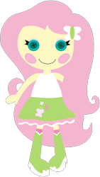 Size: 1024x1816 | Tagged: safe, artist:ra1nb0wk1tty, fluttershy, equestria girls, clothes, crossover, cute, doll, lalaloopsy, shyabetes, simple background, skirt, solo, tanktop, toy, transparent background