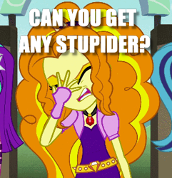 Size: 317x329 | Tagged: safe, adagio dazzle, equestria girls, annoyed, facepalm, image macro, meme, question